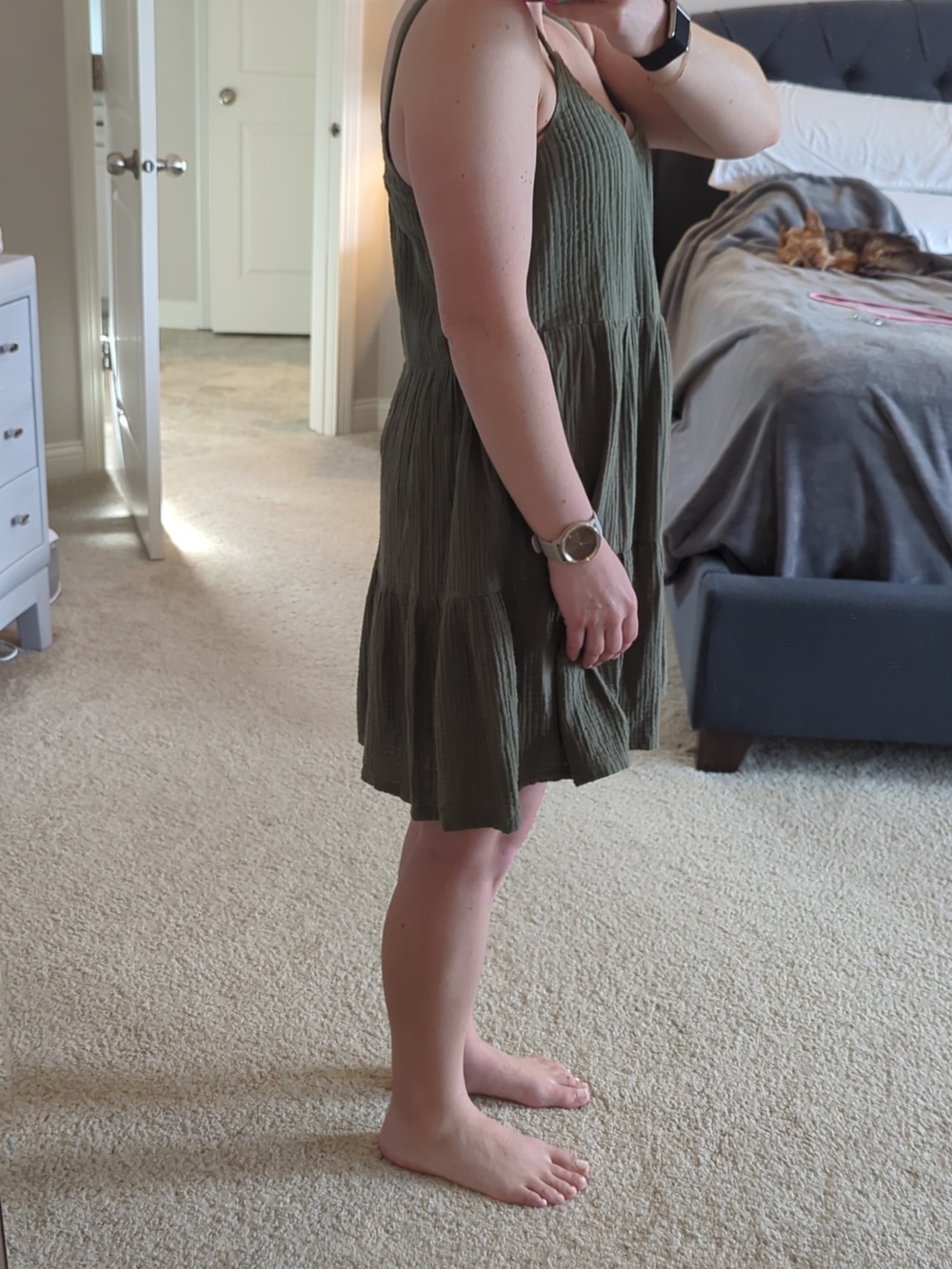 Z Supply Olive Green Tiered Mini Dress - Picture 2 of 6